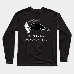 Doomscrolling Cat (Black) Long Sleeve T-Shirt